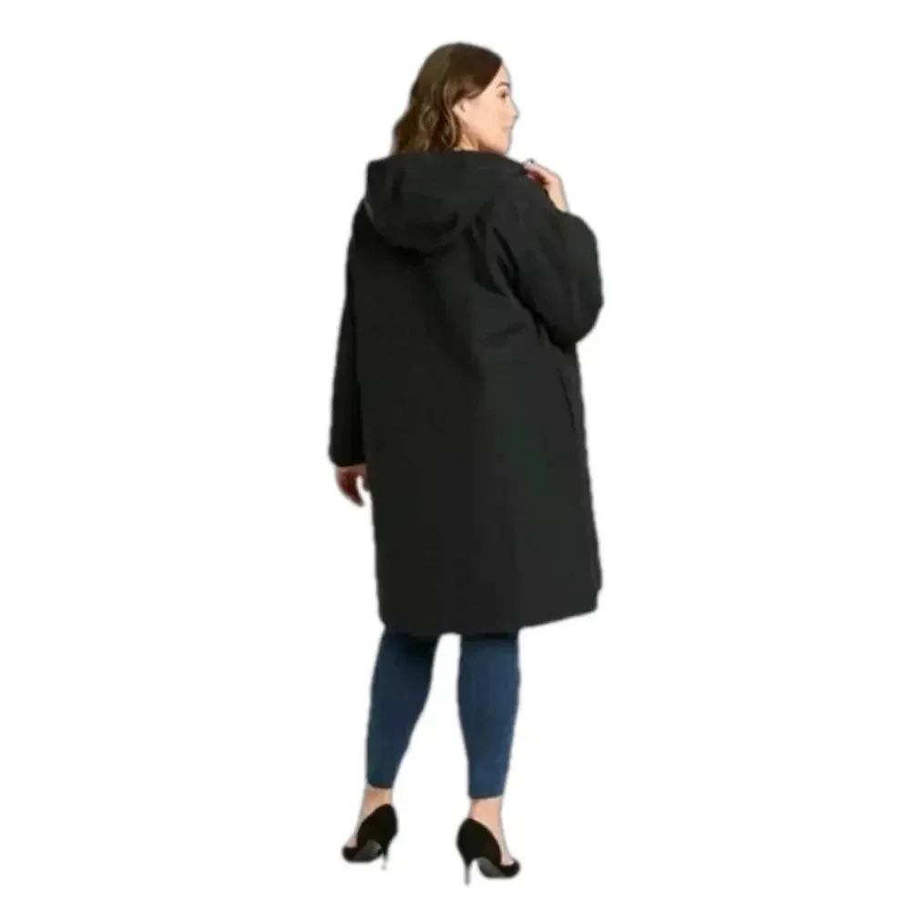 Imperfect Ava & Viv rain jacket size 1X water resistant rain jacket hood pockets
